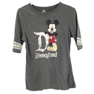 Disney Parks Mickey Disneyland Ringer Short Sleeve Tee Shirt Size M
